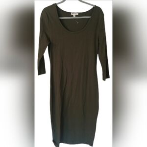 NWOT - Zanana Premium Olive Green Midi Bodycon Dress, 3/4 Sleeves Size L
